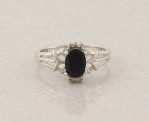 Sterling Silver Natural Dark Blue Sapphire Ring Size 5 1/4 Woman Teen Child Avon